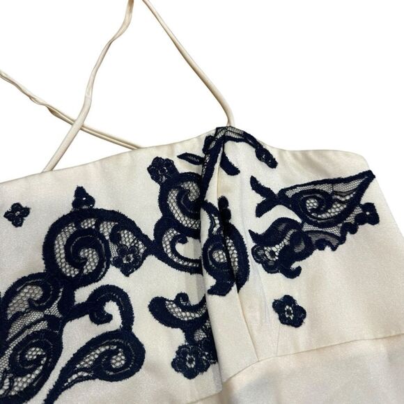 Revolve Natori Oak Yellow Cream Champagne Satin Lace Embroidered Nightgown - Picture 4 of 7